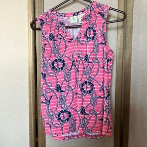 Caribbean Joe Coral and Navy Rope Print Tank Top